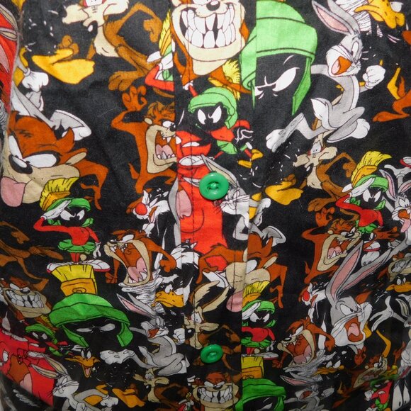 Warner Bros Looney Tunes Allover Print Button Front Shirt Mens S Marvin Bugs taz - Picture 7 of 10